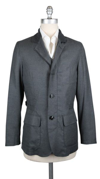 Kiton Dark Gray Silk Solid Jacket - (KT116174) - Parent