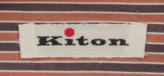 Kiton Caramel Brown Striped Cotton Shirt - Slim - (XM) - Parent
