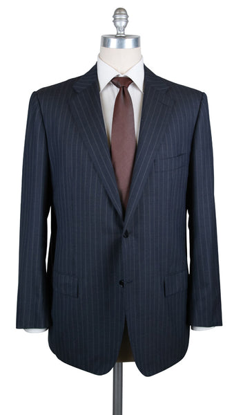 New $8700 Kiton Navy Blue Super 180's Striped Suit - (UA811Z4913R7) - Parent