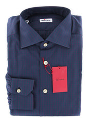 Kiton Navy Blue Check Shirt - Slim - 15.5/39 - (KT-H0489503FAA1)