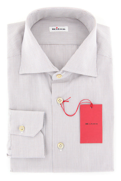 Kiton Light Blue Micro-Check Shirt - Slim - (KT-H056206FAA1) - Parent