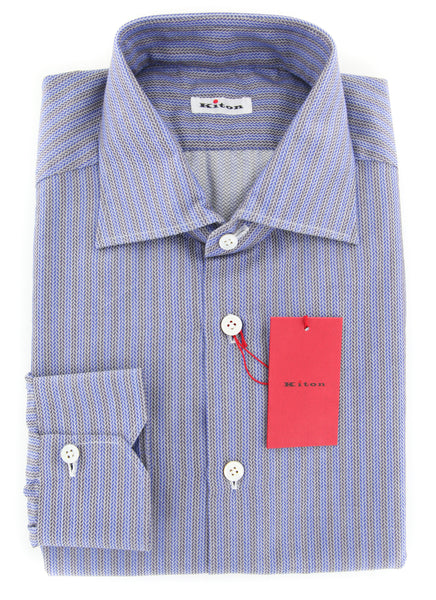 Kiton Blue Fancy Shirt - Slim - (KT-UCCH0566506FAA1) - Parent
