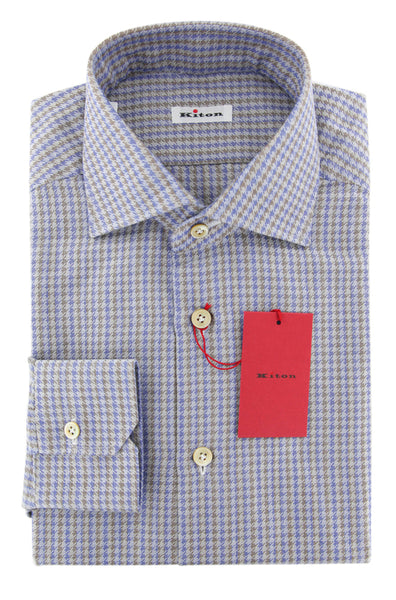 Kiton Brown Houndstooth Shirt - Slim - (KTUCC0566708) - Parent