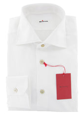 Kiton White Solid Cotton Shirt - Slim - 17/43 - (3L)