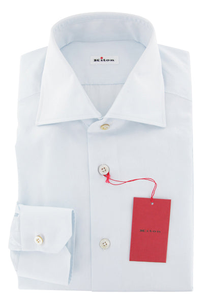 Kiton Light Blue Solid Cotton Shirt - Slim - (3K) - Parent