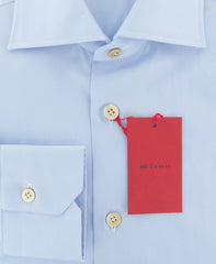 Kiton Light Blue Solid Cotton Shirt - Slim - (3D) - Parent
