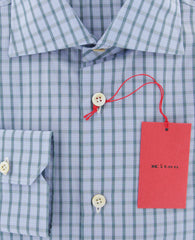 Kiton Light Blue Check Cotton Shirt - Slim - (26) - Parent