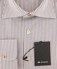 Kiton Cream Micro-Check Shirt - Slim - (FN920179) - Parent
