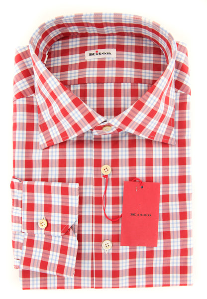 Kiton Red Plaid Shirt - Slim - (KT-H425702FAA1) - Parent