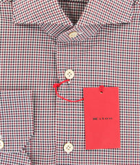 Kiton Burgundy Red Check Shirt - Slim - (KTUCC467903) - Parent