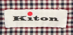 Kiton Burgundy Red Check Shirt - Slim - (KTUCC467903) - Parent