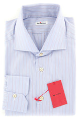 Kiton Light Blue Striped Shirt - Slim - 17/43 - (KT-UCCH478508CCA1)