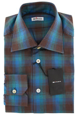 Kiton Turquoise Plaid Shirt - Slim - Size 15 (US) / 38 (EU) - (KT1130175)