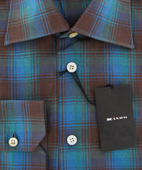 Kiton Turquoise Plaid Shirt - Slim - (KT1130175) - Parent