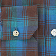 Kiton Turquoise Plaid Shirt - Slim - (KT1130175) - Parent