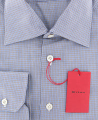 Kiton Light Blue Micro-Houndstooth Shirt - Slim - (KT126178) - Parent