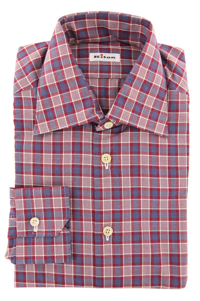 Kiton Red Plaid Shirt - Slim - (KT1128171) - Parent