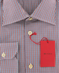 Kiton Burgundy Red Micro-Check Shirt - Slim - (KT125172) - Parent