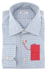 Kiton Light Blue Micro-Check Shirt - Slim - 18/45 - (KT1127179)