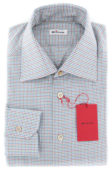 Kiton White Micro-Check Shirt - Slim - (KT124177) - Parent