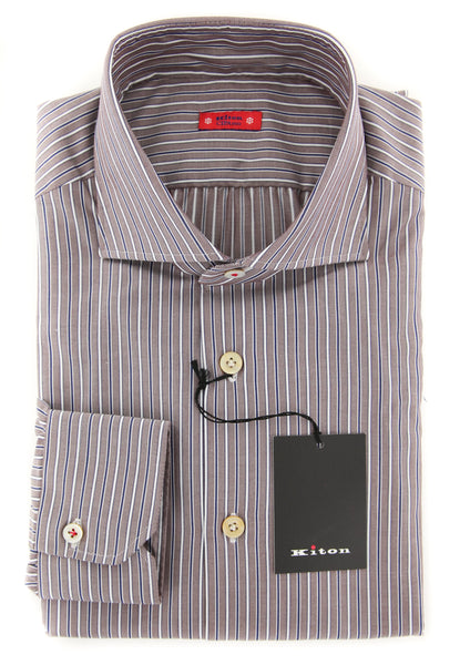 Kiton Brown Striped Shirt - Slim - (KT12121711) - Parent