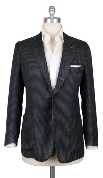 Kiton Navy Blue Cashmere Silk Blend Micro-Check Sportcoat - (KT-UG73-1H1905) - Parent