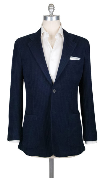 Kiton Navy Blue Stretch Solid Sportcoat - (UG816H484R7) - Parent