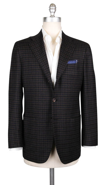Kiton Dark Brown Wool Blend Check Sportcoat - (593) - Parent