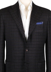 Kiton Dark Brown Wool Blend Check Sportcoat - (593) - Parent
