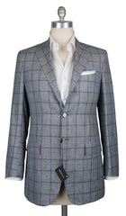 Kiton Navy Blue Window Pane Sportcoat - 39/49 - (UG896D1313R7)