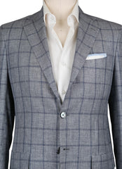 Kiton Navy Blue Window Pane Sportcoat - (UG896D1313R7) - Parent