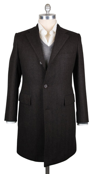 Kiton Brown Wool Blend Herringbone Coat - (US0311D4301) - Parent