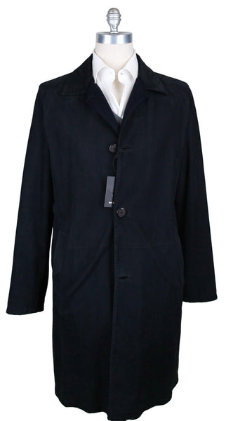 Kiton Navy Blue Leather Reversible Coat - (UW93632D7423) - Parent