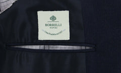 Borrelli Midnight Navy Blue Wool Blend Striped Suit - (201803094) - Parent
