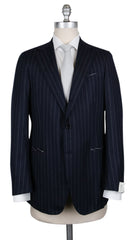 Borrelli Midnight Navy Blue Wool Striped Suit - (201803085) - Parent