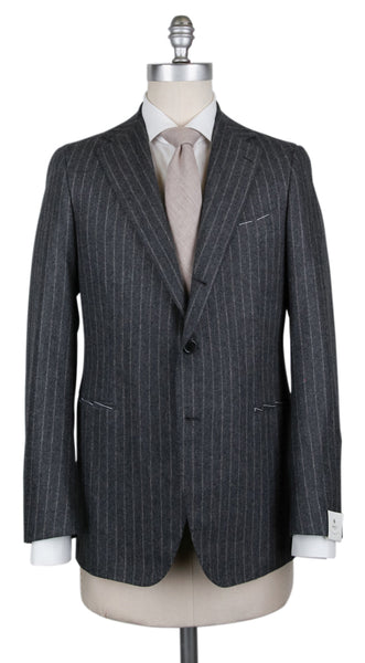 Borrelli Gray Wool Striped Suit - (201803086) - Parent