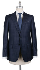 Borrelli Navy Blue Virgin Wool Plaid Suit - 38/48 - (201803128)