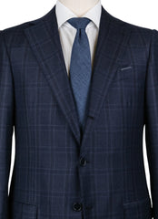 Borrelli Navy Blue Virgin Wool Plaid Suit - (201803128) - Parent