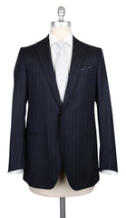 Borrelli Midnight Navy Blue Virgin Wool Striped Suit - (2018030815) - Parent