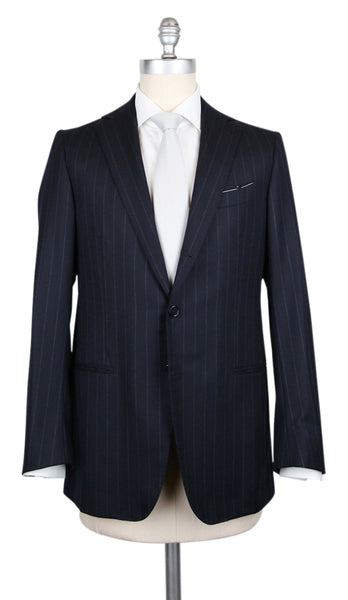 Borrelli Midnight Navy Blue Virgin Wool Striped Suit - (2018030815) - Parent