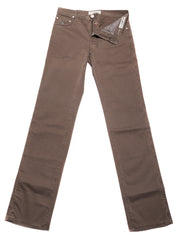 Luigi Borrelli Brown Solid Cotton Blend Pants - Slim - 31/47 - (1009)