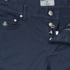 Luigi Borrelli Navy Blue Solid Stretch Pants - Super Slim - (RX) - Parent