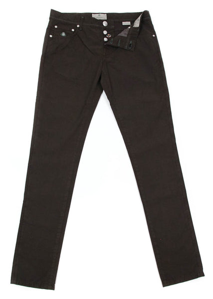 Luigi Borrelli Brown Solid Pants - Super Slim - 34/50 - (CAR00711046)