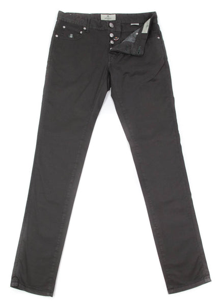 Luigi Borrelli Gray Solid Cotton Blend Pants - Super Slim - (RG) - Parent