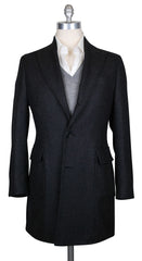 Luigi Borrelli Dark Gray Herringbone Coat - (CUFIREN92) - Parent
