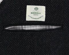 Luigi Borrelli Dark Gray Herringbone Coat - (CUFIREN92) - Parent