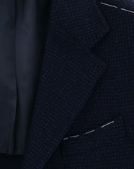 Luigi Borrelli Navy Blue Wool Nail Head Coat - (CULB213270) - Parent