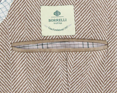 Luigi Borrelli Brown Wool Herringbone Coat - (LBCOAT217960) - Parent