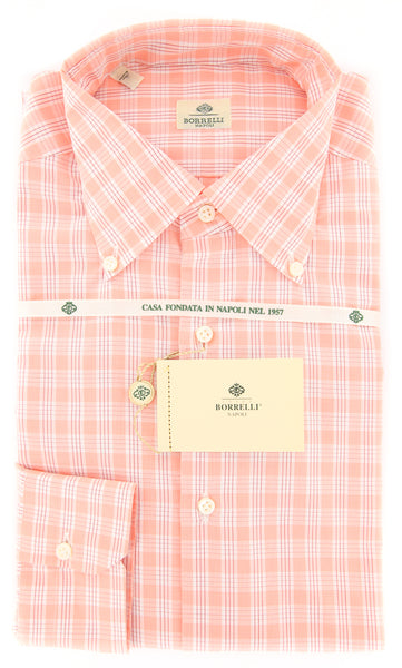 Luigi Borrelli Orange Plaid Cotton Shirt - Slim - (YL) - Parent