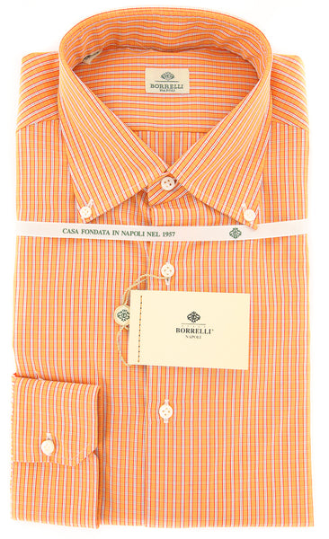Luigi Borrelli Orange Check Cotton Shirt - Slim - (1918) - Parent